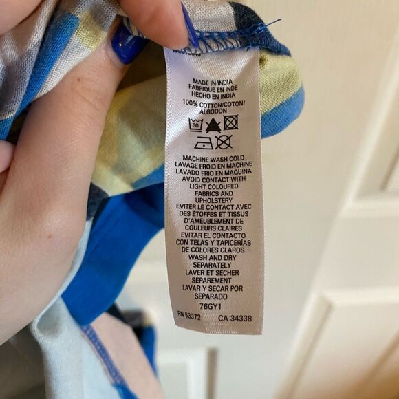 NWT French Connection medium Y2K vintage retro blue babydoll abstract top - Picture 6 of 7